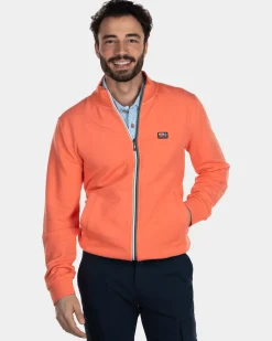 Plain cotton cardigan - Burned Orange