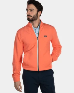 Plain cotton cardigan - Burned Orange