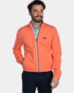 Plain cotton cardigan - Burned Orange