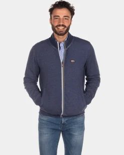 Plain cotton cardigan - Key Navy
