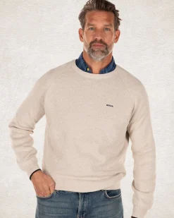 Plain cotton crew neck jumper - Shadow White