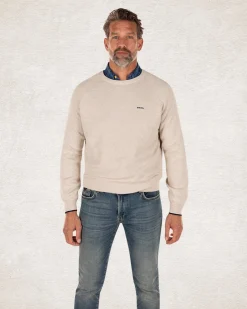 Plain cotton crew neck jumper - Shadow White