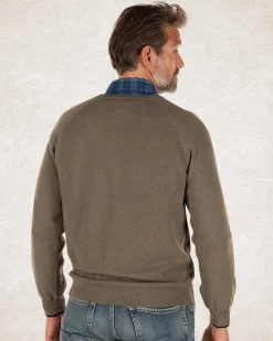 Plain cotton crew neck jumper - Army Ground