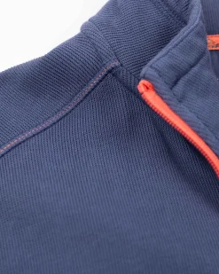 Plain cotton half zip sweater - Dusk Navy