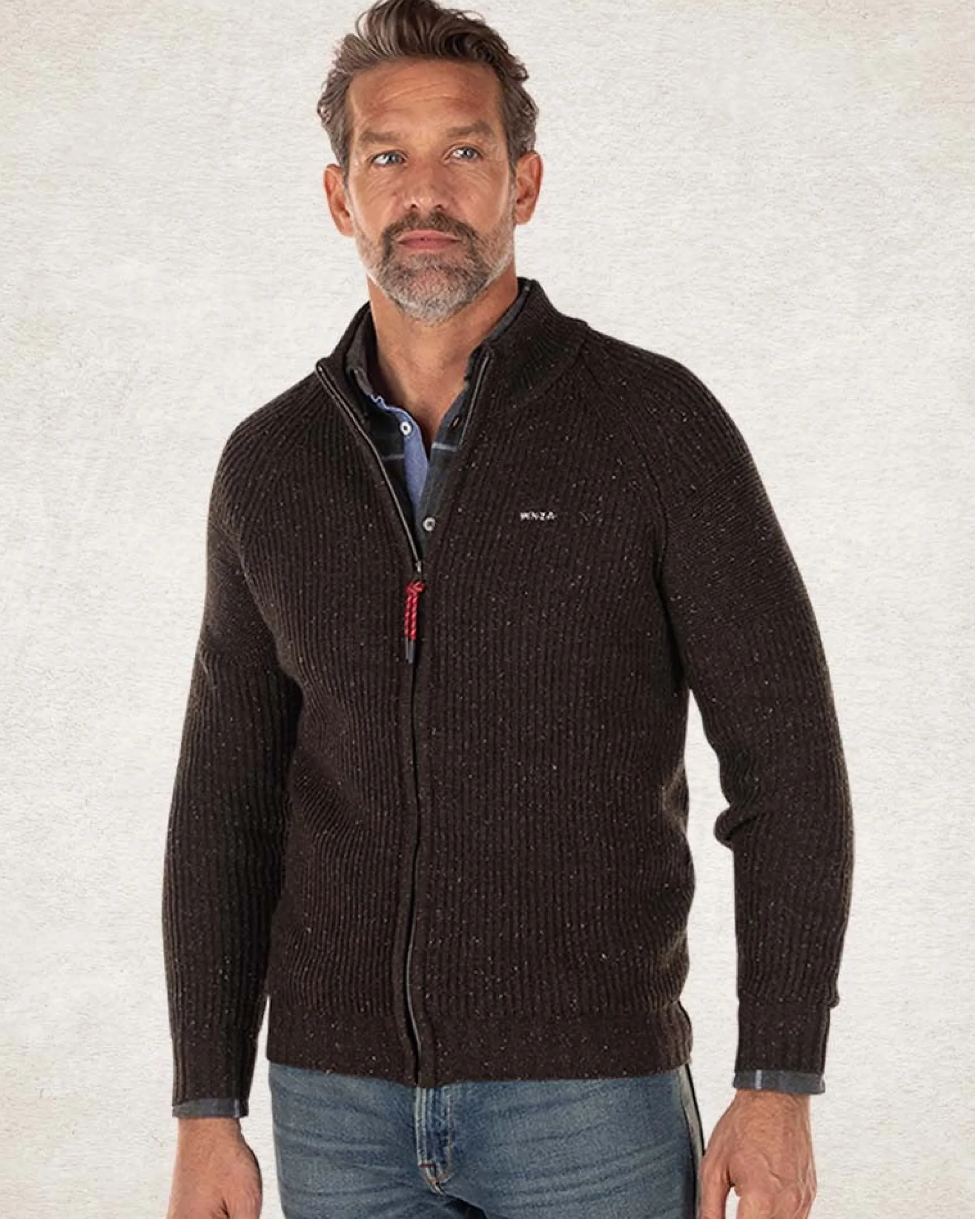 Plain full zip pullover - Smoked Green