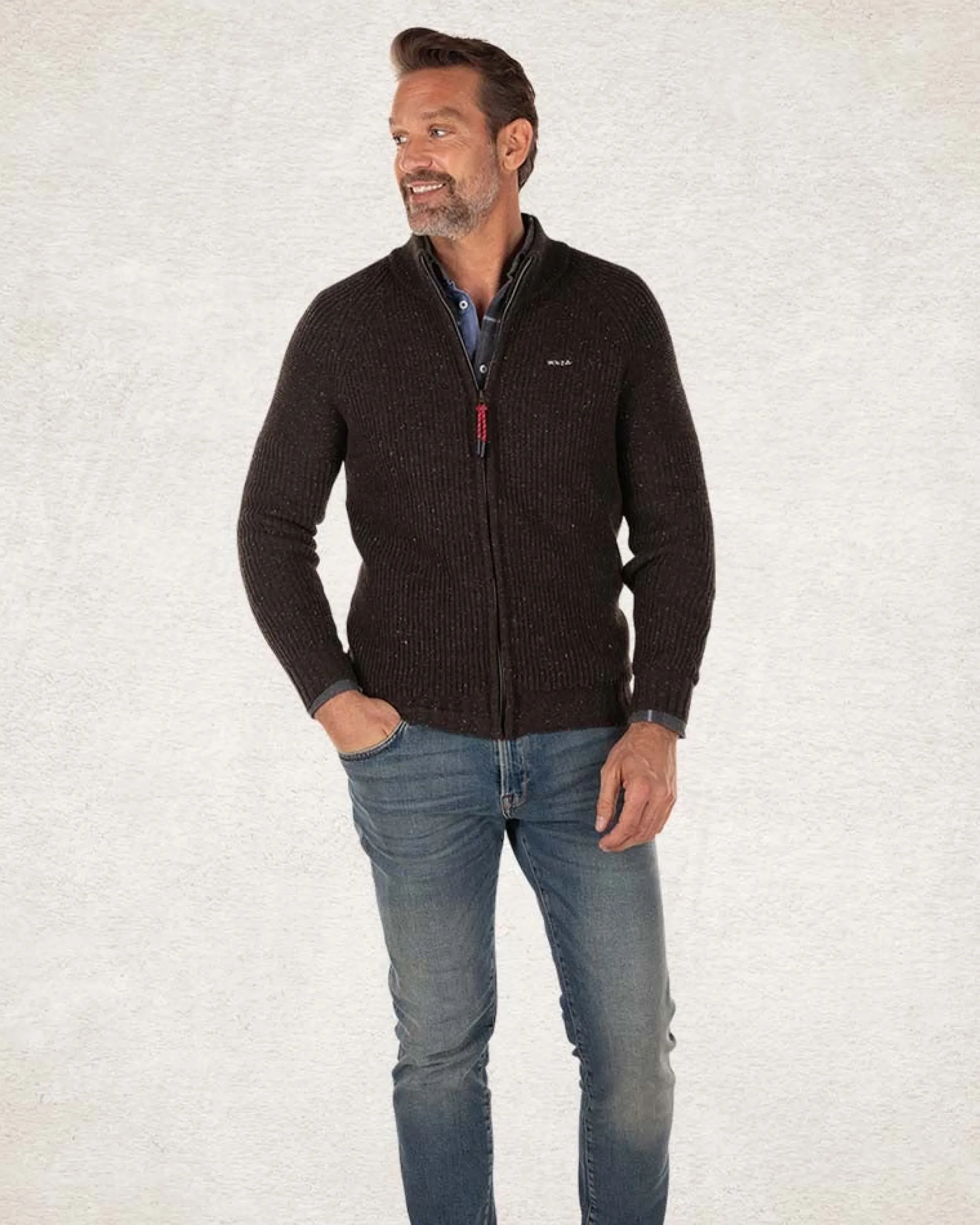 Plain full zip pullover - Smoked Green