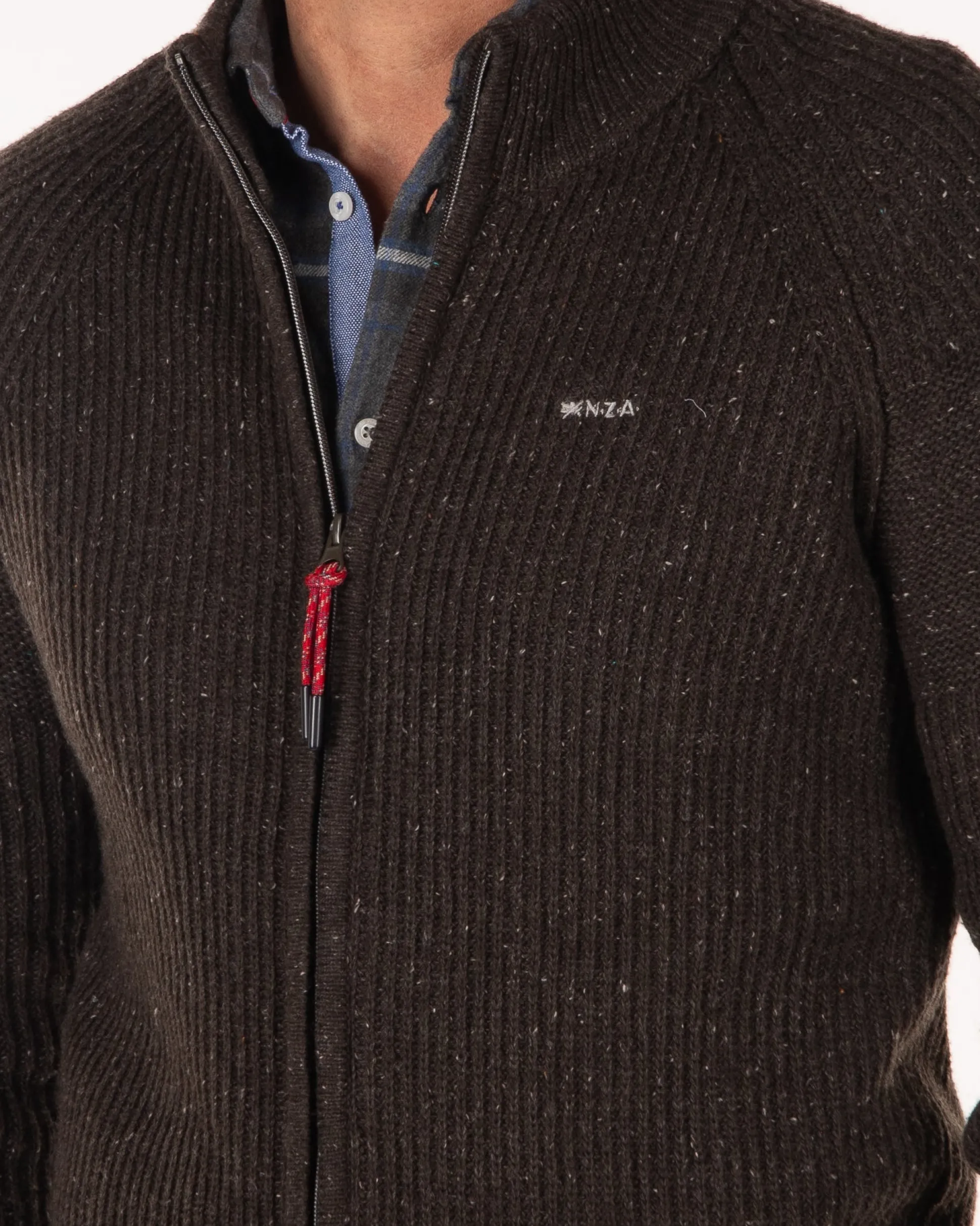 Plain full zip pullover - Smoked Green