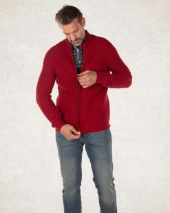 Plain full zip pullover - Carmine red