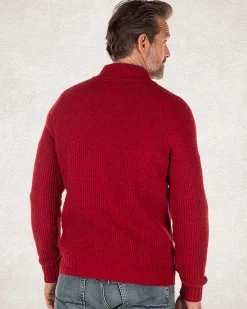 Plain full zip pullover - Carmine red
