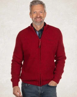 Plain full zip pullover - Carmine red