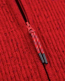 Plain full zip pullover - Carmine red