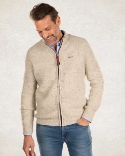 Plain full zip pullover - Milky Ecru