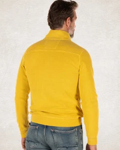 Plain half-zip sweater from cotton stoke yellow