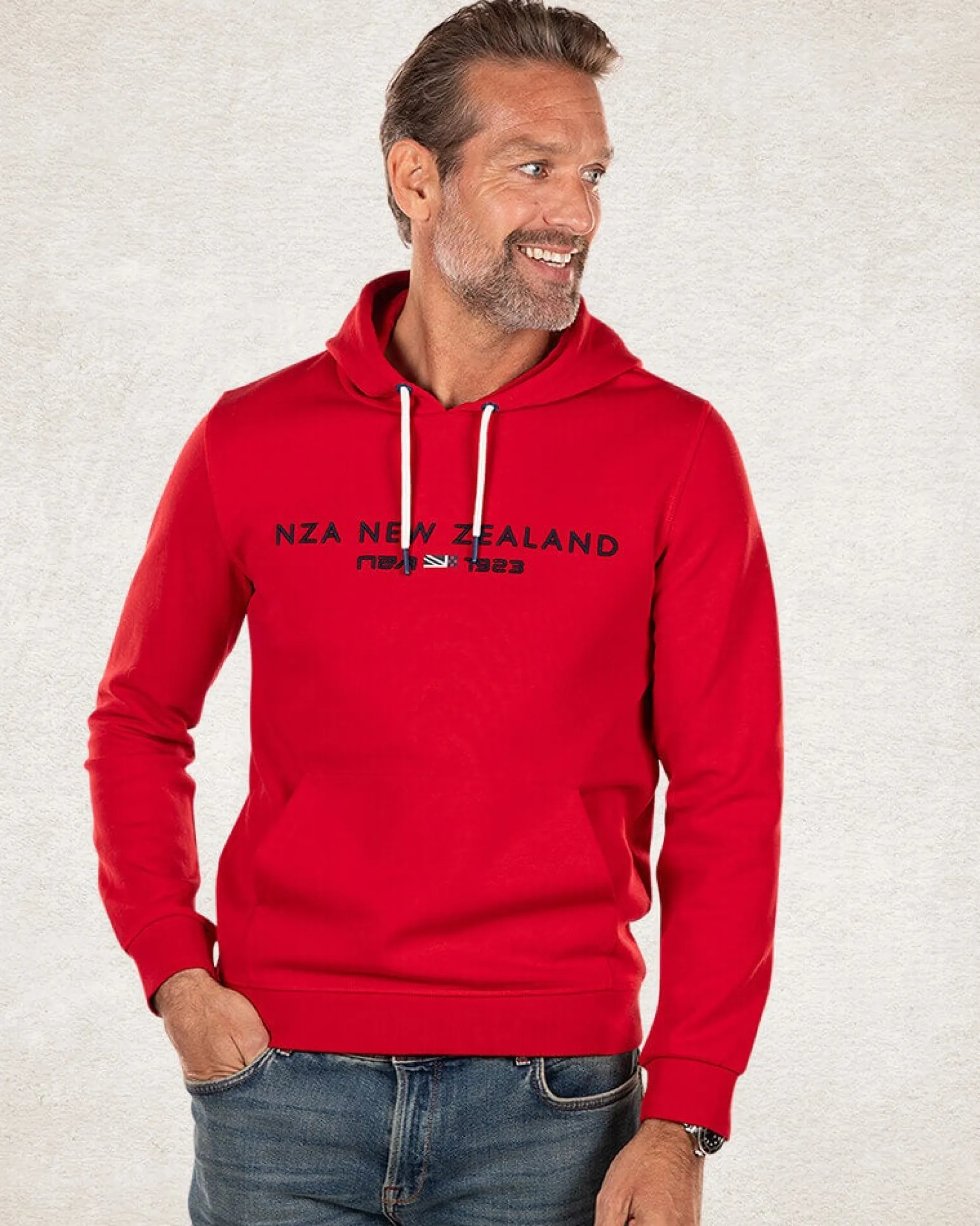 Plain hooded sweater with logo - Carmine Red