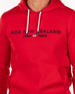 Plain hooded sweater with logo - Carmine Red