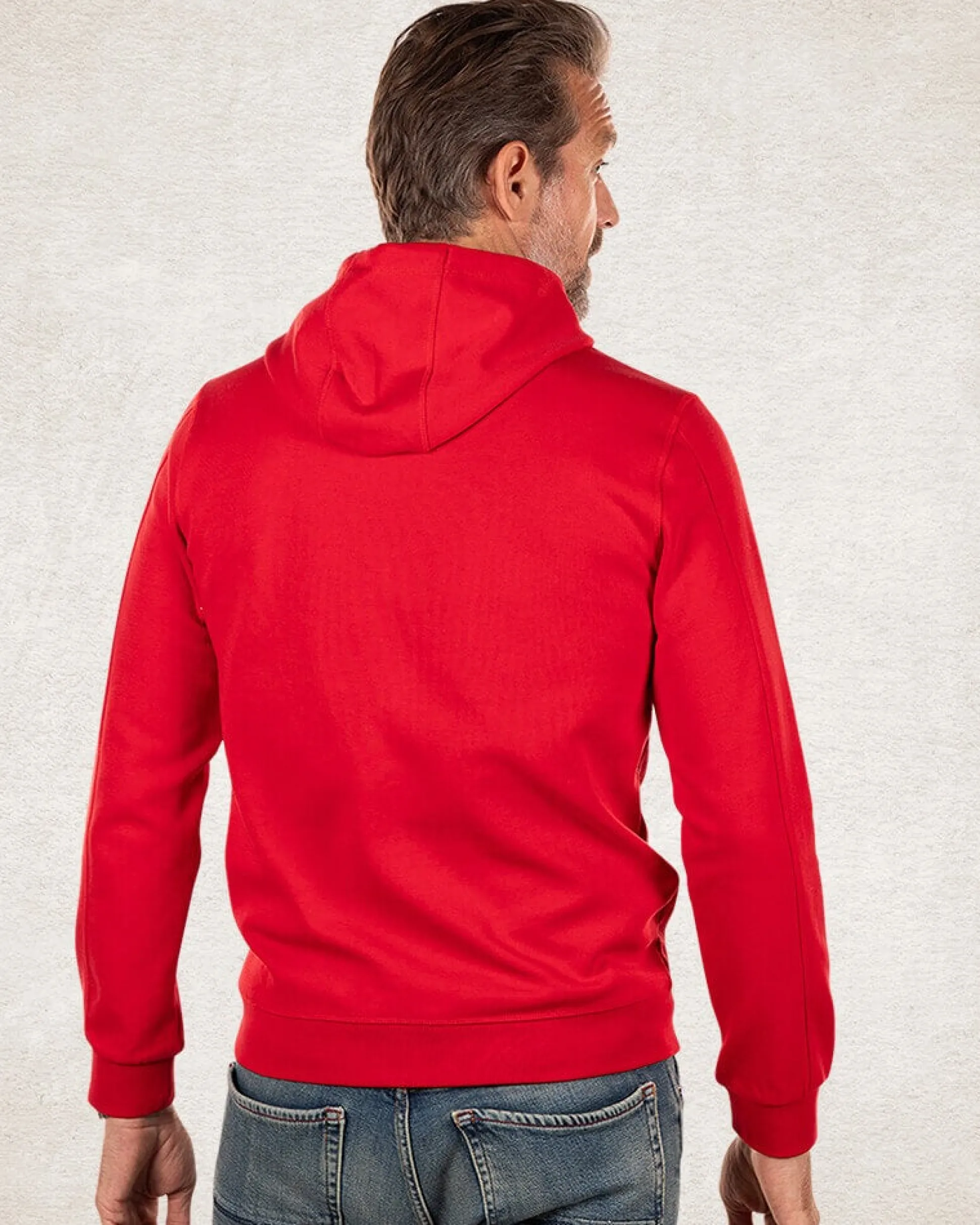Plain hooded sweater with logo - Carmine Red