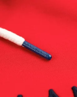 Plain hooded sweater with logo - Carmine Red