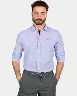 Plain linen shirt - Dusk Navy