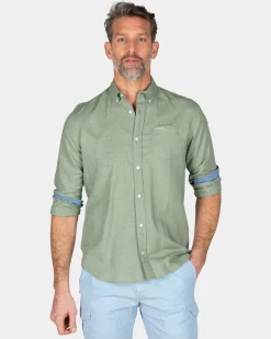 Plain linen shirt in many colors - Mellow Army