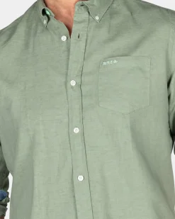 Plain linen shirt in many colors - Mellow Army