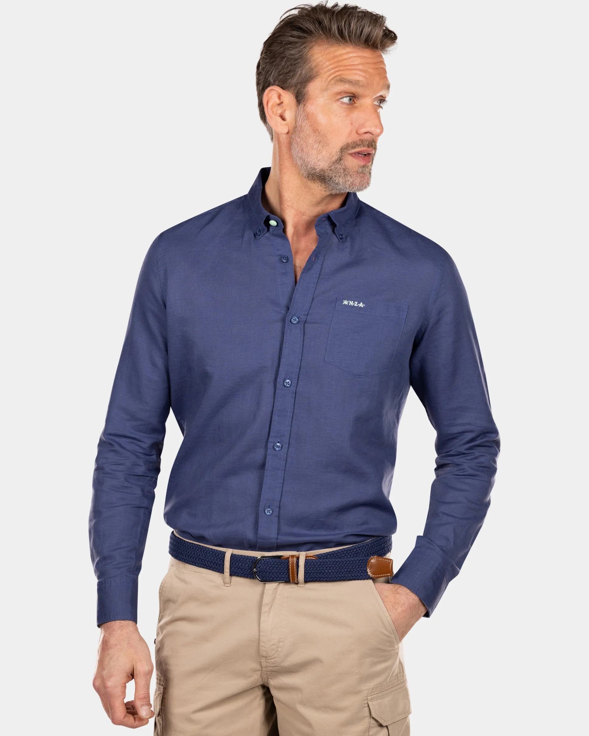 Plain linen shirt in many colors - Dusk Navy