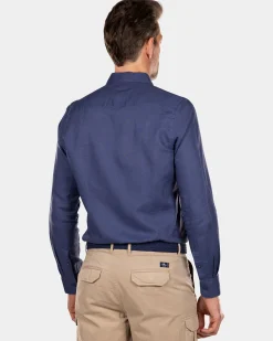 Plain linen shirt in many colors - Dusk Navy