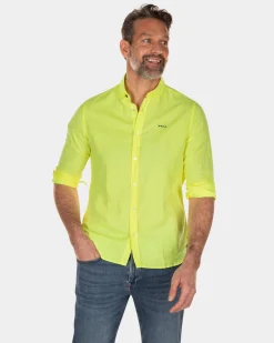 Plain linen shirt with long sleeves - High Summer Yellow