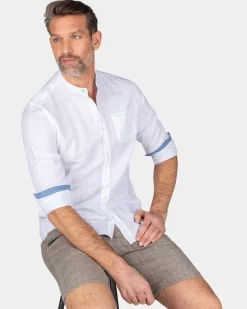 Plain shirt without collar - White