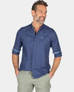 Plain shirt without collar - Dusk Navy