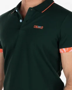 Polo shirt stretch cotton - Dark Pine