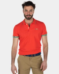 Polo shirt stretch cotton - Orange Red