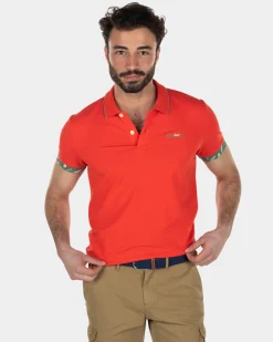 Polo shirt stretch cotton - Orange Red