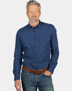 Printed blue shirt Spey - Storm Blue