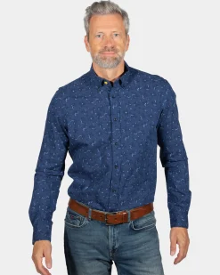 Printed blue shirt Spey - Storm Blue