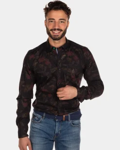 Printed stretch shirt Opua - Steady Navy