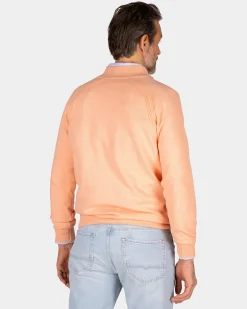 Pullover with half zip in orange