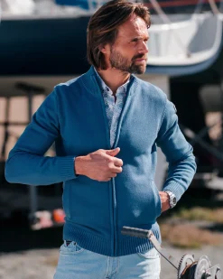 Pullover with half zip in dark blue - Midnight Navy
