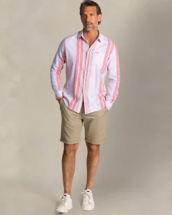 Red and blue striped linen shirt