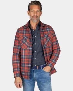 Red checkered flannel padded shirt - Reef Red