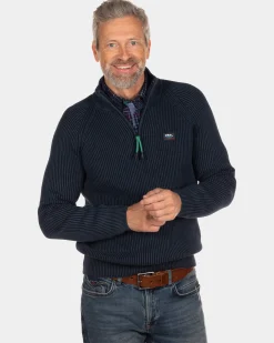 Rib knitted blue jumper Orauea - Steady Navy