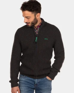 Rib knitted cardigan Dry - Steady Navy