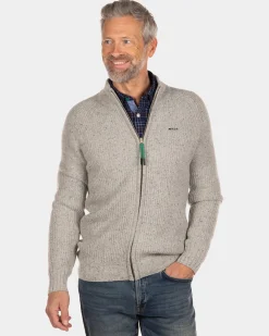 Rib knitted cardigan Dry - Dusty Ecru