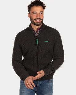Rib knitted cardigan Dry - Dark Army