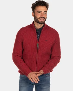 Rib knitted cardigan Dry - Cardinal Red