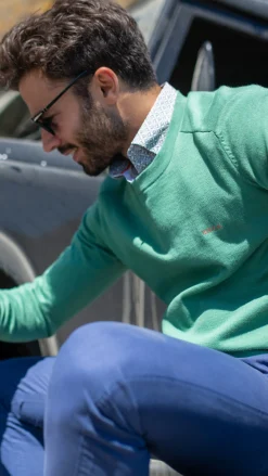 Round neck jumper - Amazon Green