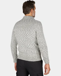 Sand-colored cotton sweater with half-zip - Shimmering Sand