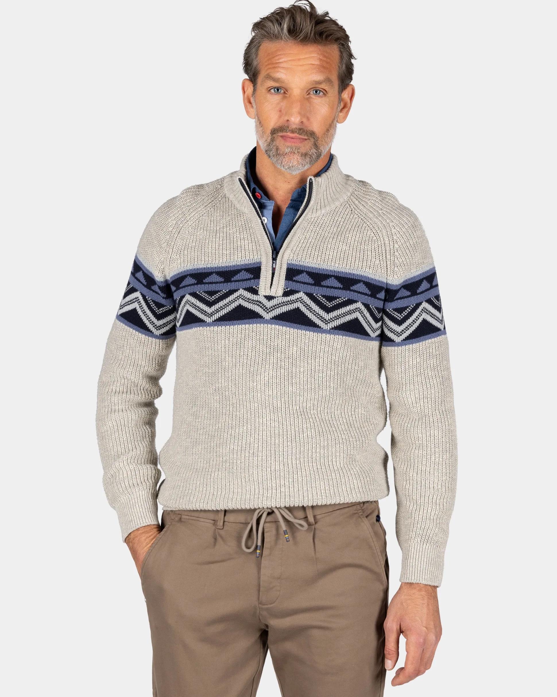 Sand-colored knitted cotton pullover - Shimmering Sand