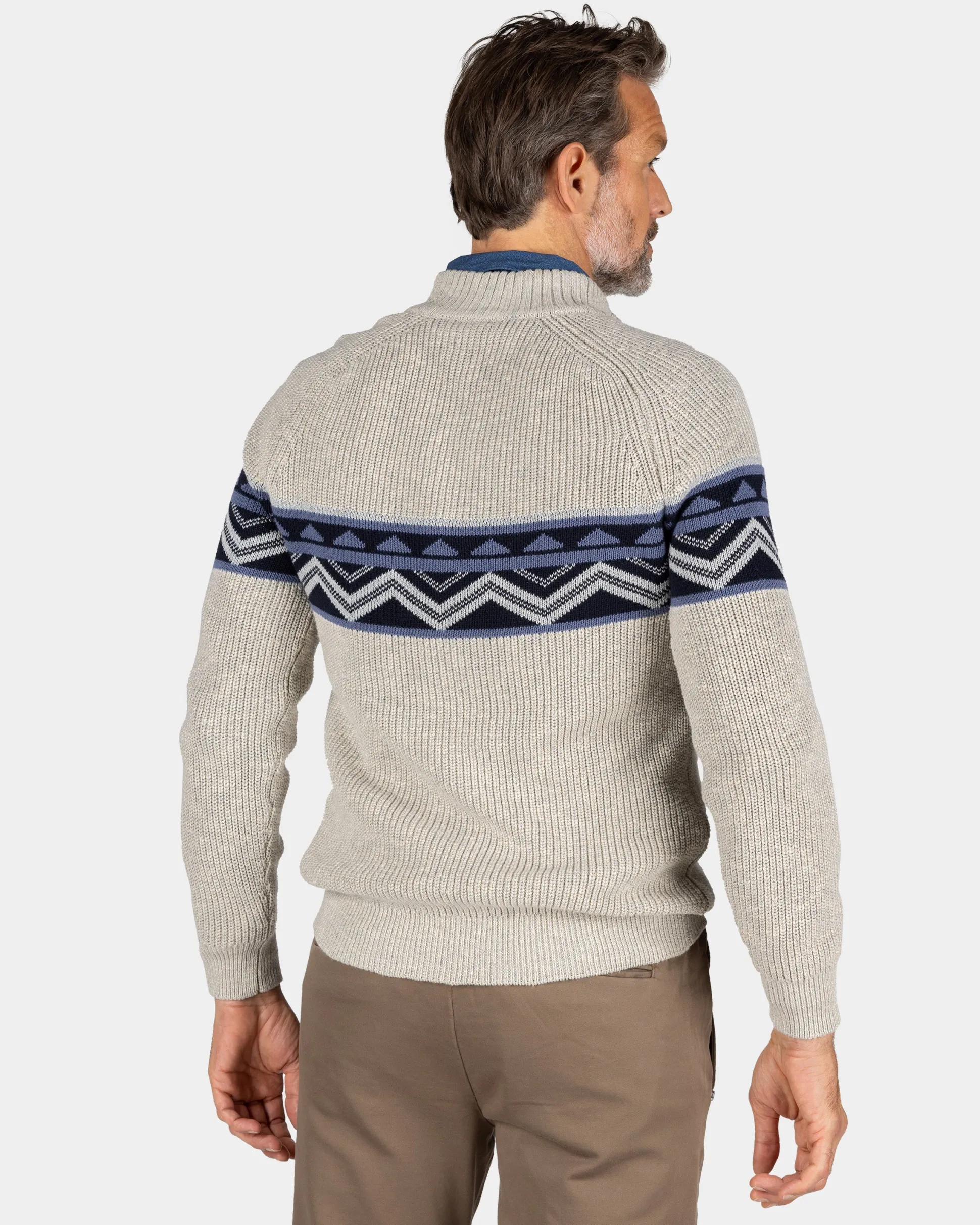 Sand-colored knitted cotton pullover - Shimmering Sand