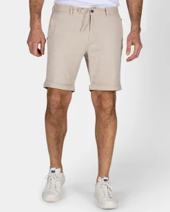Sand-Colored Linen Stretch Shorts