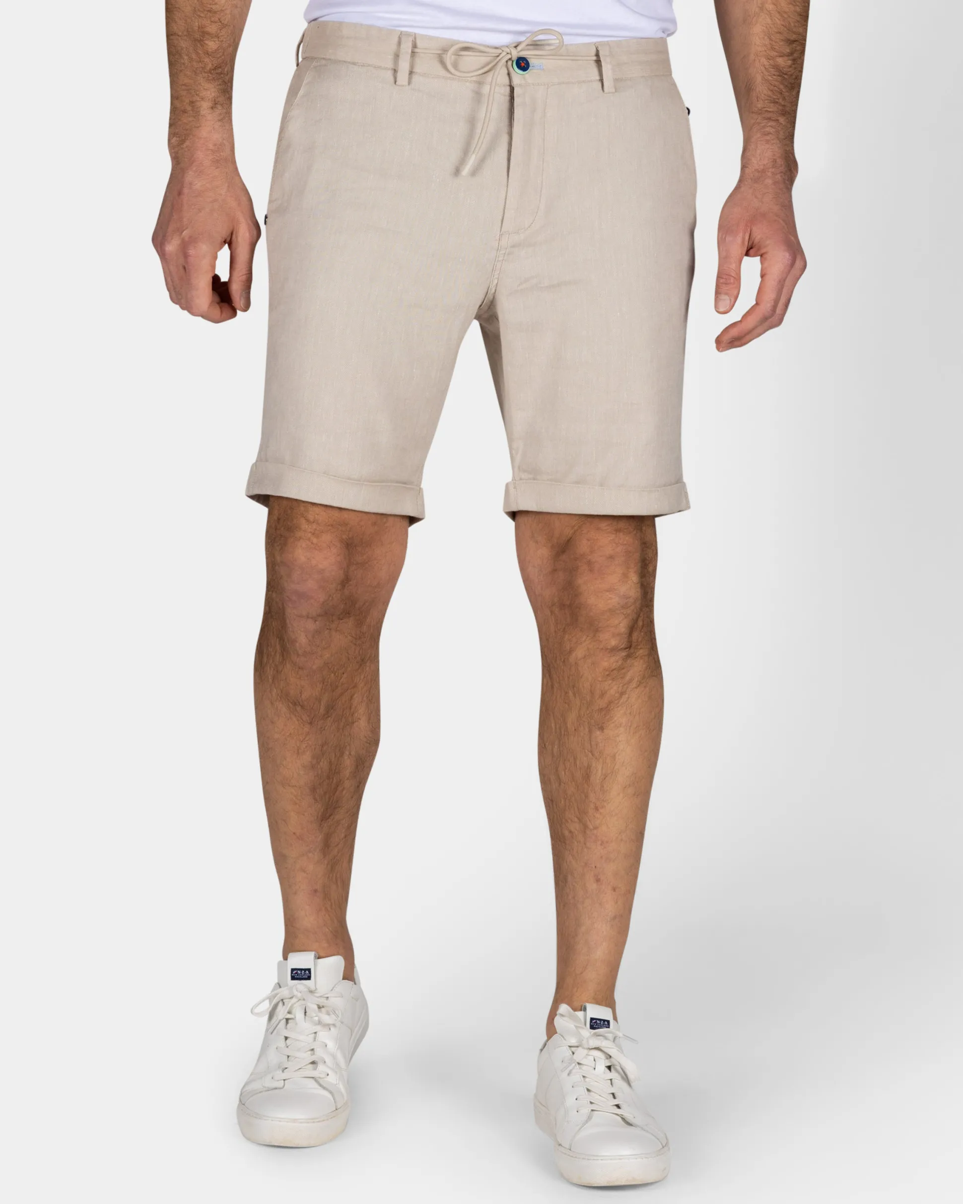 Sand-Colored Linen Stretch Shorts